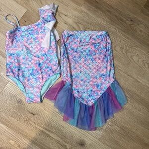 Mermaid Scale Swimsuit and Skirt Set